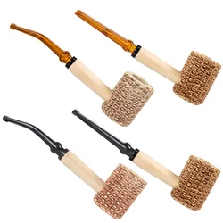 1Pcs Corn Cob Tobacco Pipe as Healthy Cigarette Filter Smoking Pipe bent/Straight For Smoking Beginners