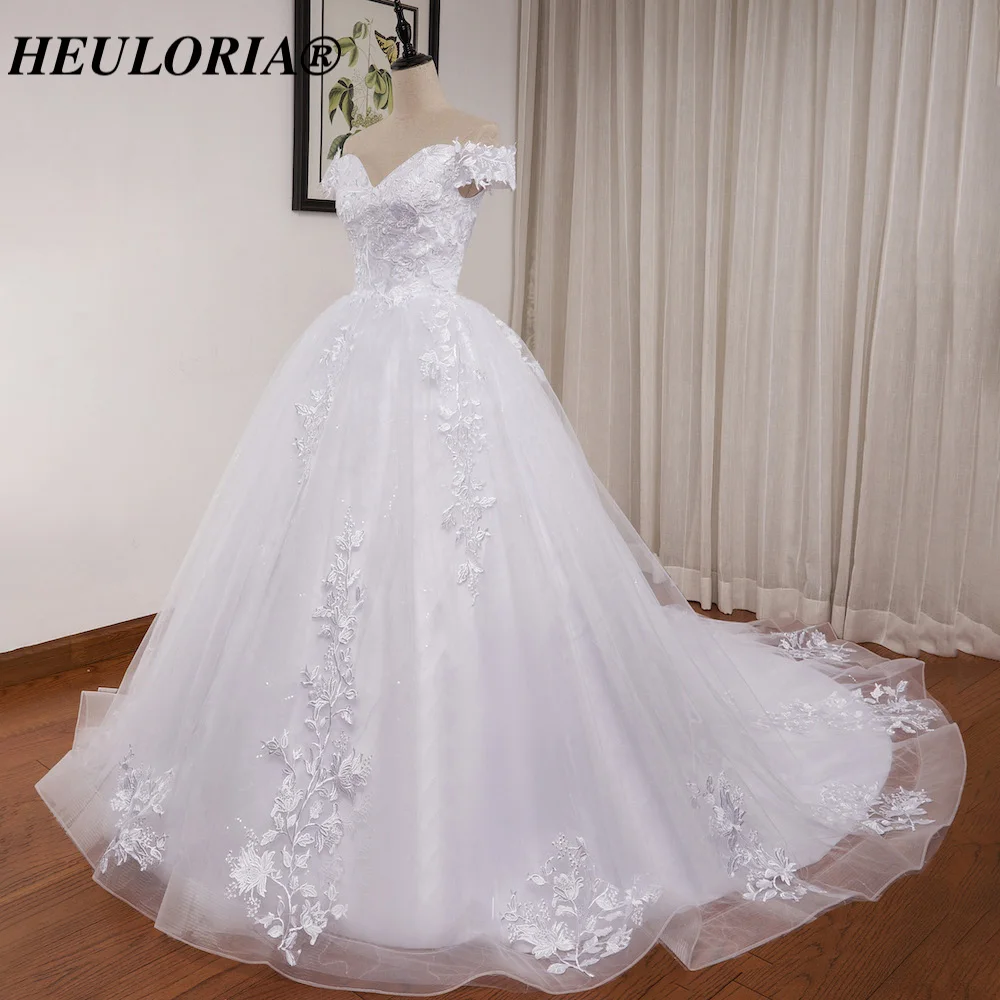 HEUIA LORIA-Vestidos de casamento vintage fora do ombro, vestido de noiva com renda, vestido de noiva com aplique, plus size