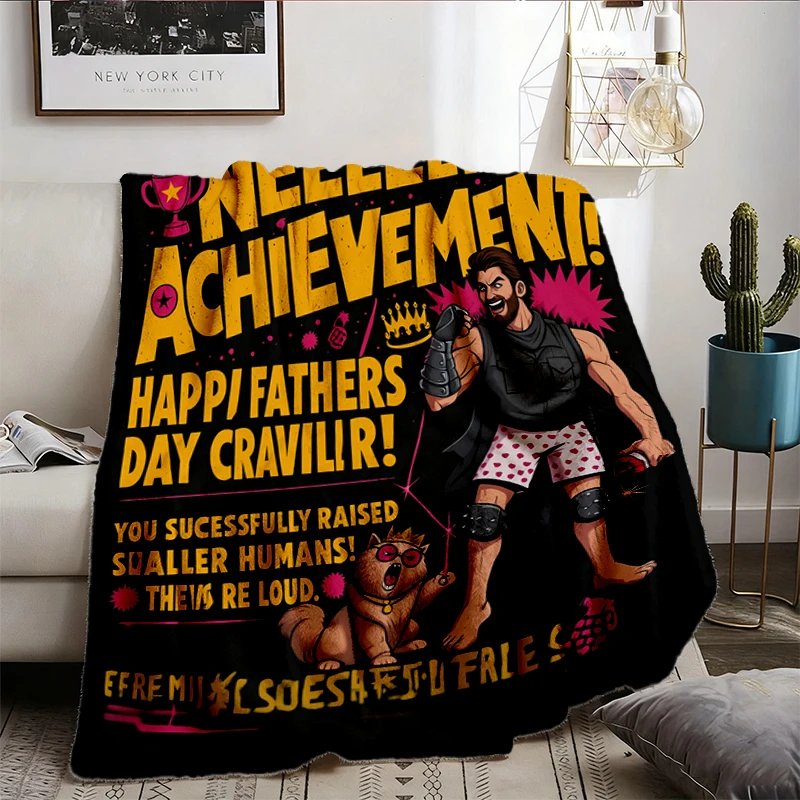 Dungeon Crawler Carl Fathers Day Flannel Blanket, Dad Achievement Flannel Throw, Funny LitRPG Dad Gift, DCC Fan Gamer Bo