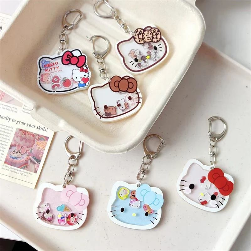 Sanrio Cute Hello Kitty Shaking It Keychain Pendant Girly Sweet Bag Hanging Ornaments Couple Backpack Acrylic Accessories Gifts