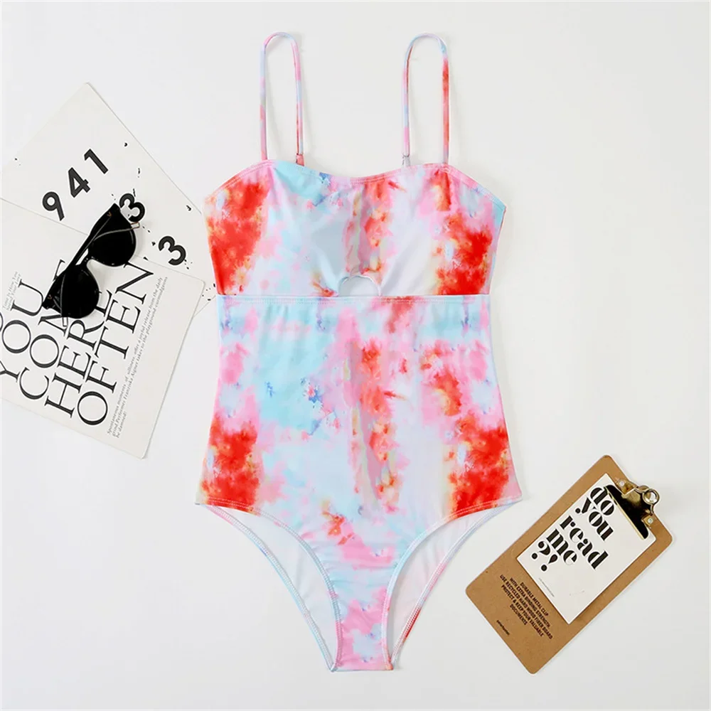 Vintage Print Sling Swimsuit Luxury Bikini Vacation Swimwear Hollow Out Tie Dye Monokini Strój kąpielowy dla kobiet Strój plażowy Biquini