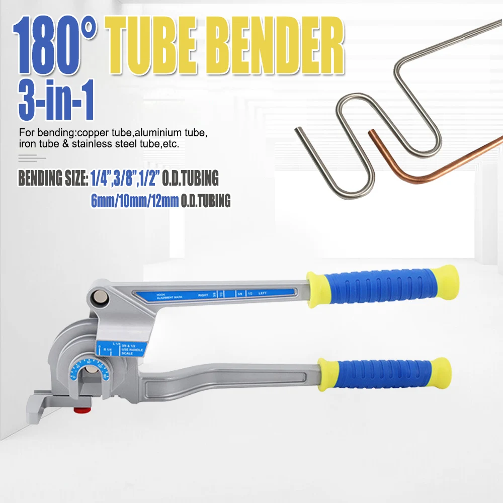 

3-in-1 Tube Bender Tool-180° Precision Bending for 1/4" 3/8" 1/2" (6/10/12mm) Aluminum/Copper Tubing|Gas Appliance & HVAC Repair