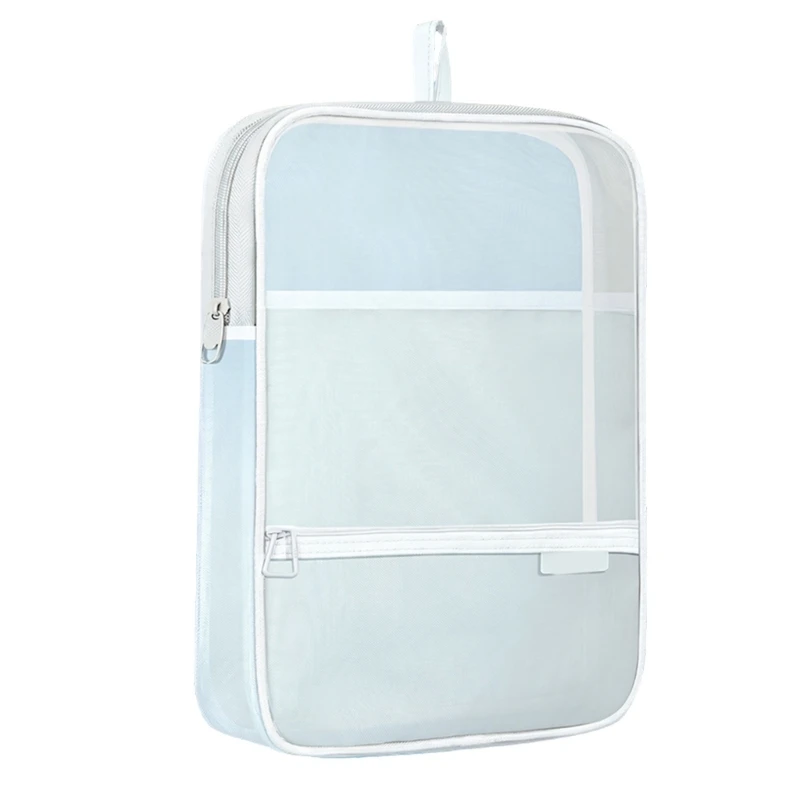 Document Storage Bag with Handle, Front Pocket and Transparent Body for Daily Filing, Study Materials and Desk Use X3UB