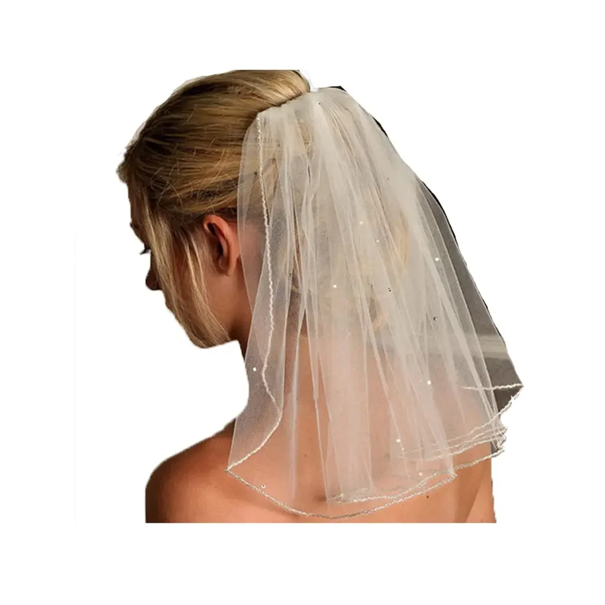 Wedding Veil Comb Bridal Short Crystal Bachelorette Party Bride Shoulder for Women and Girls