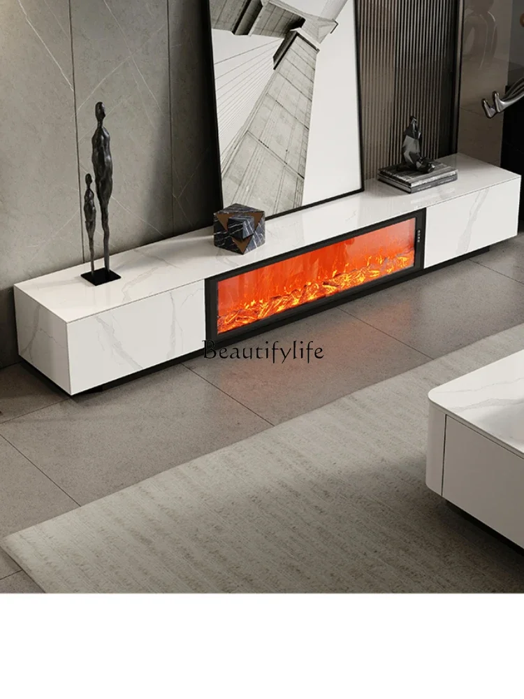 New Fireplace Decoration Simulation Flame Integrated Stone Plate Light Luxury Floor TV Cabinet High Sense