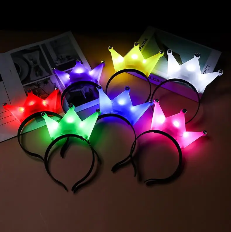 Colorful Princess Tiara Crown LED Flashing Headband Kids Adults Light Up hair Accessories Rave Glow Party Supplies ni485