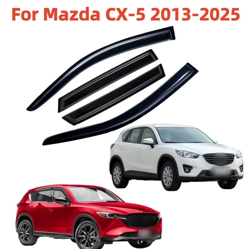 

Черные дефлекторы окон (ветровики) для Mazda CX-5 2013-2016 / 2017-2025 – аксессуары для экстерьера автомобиля