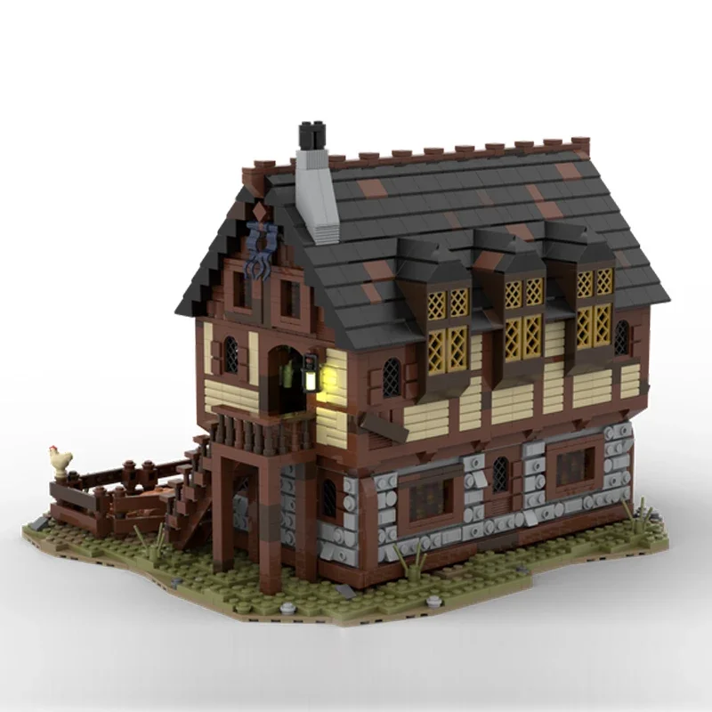 medieval street view bricks medieval house blocks tavern architecture modular farm house bricks moc castle town blocks kid gift