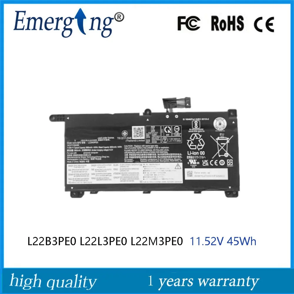 Batería para portátil Lenovo, 11,52 V, 45WH, L22M3PE0, L22B3PE0, L22L3PE0, L22M3PE0