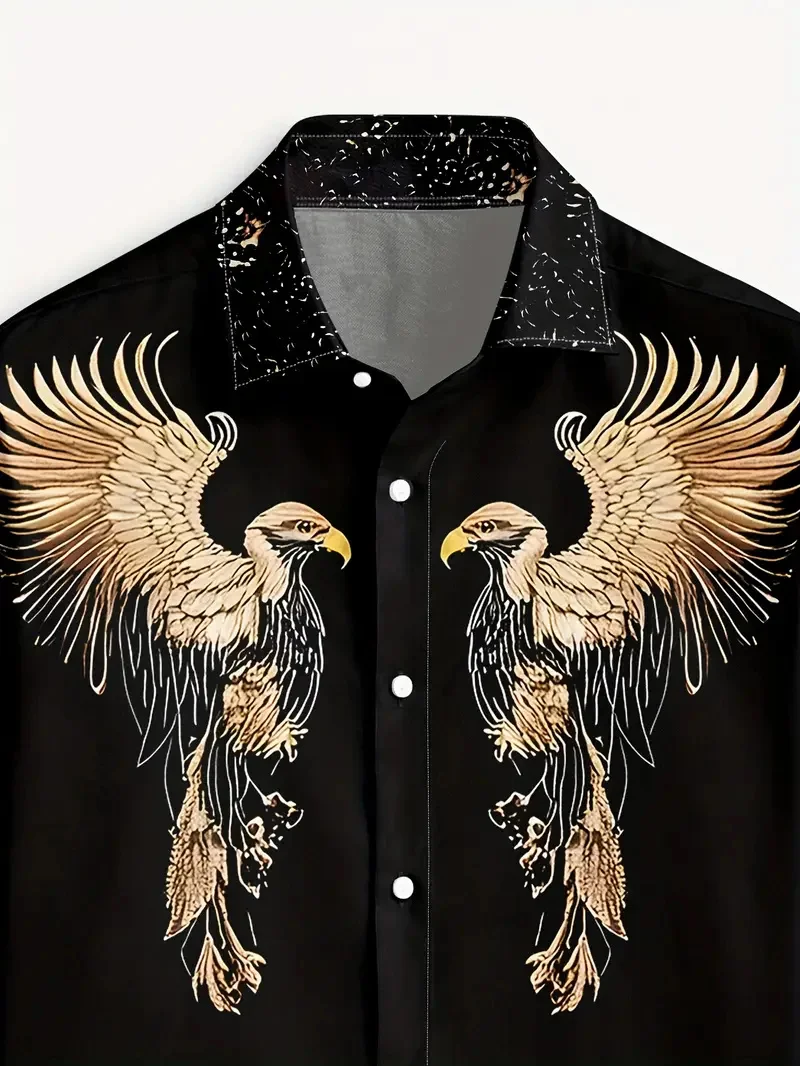 Men's Paisley Color Block Eagle Print Long Sleeve Shirt Casual Fashion Shirt Fashion Men's Shirt Comfortable Soft