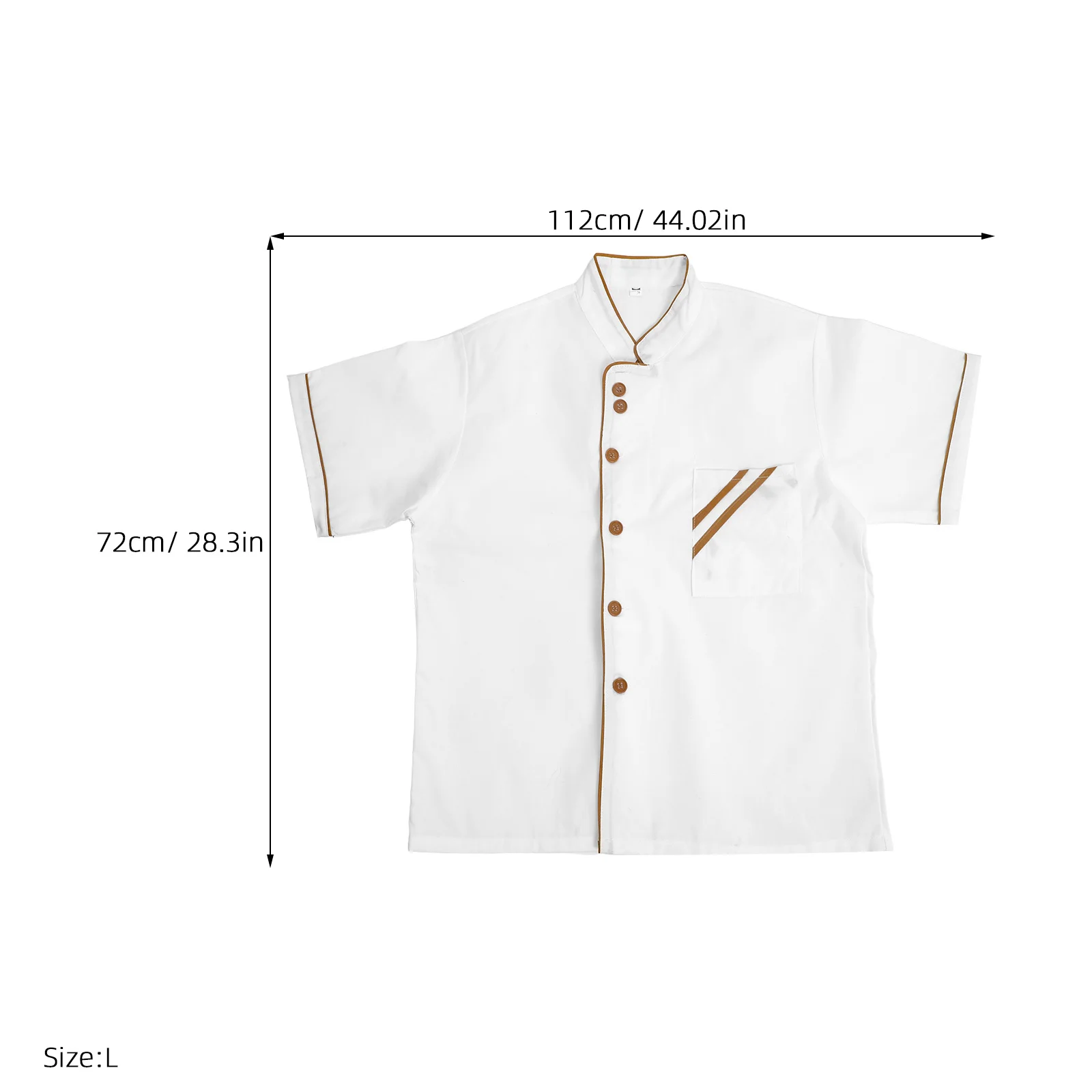 Unisex Short Sleeve White Size L Breathable Wearproof Catering Jacket for Restaurant Food Service