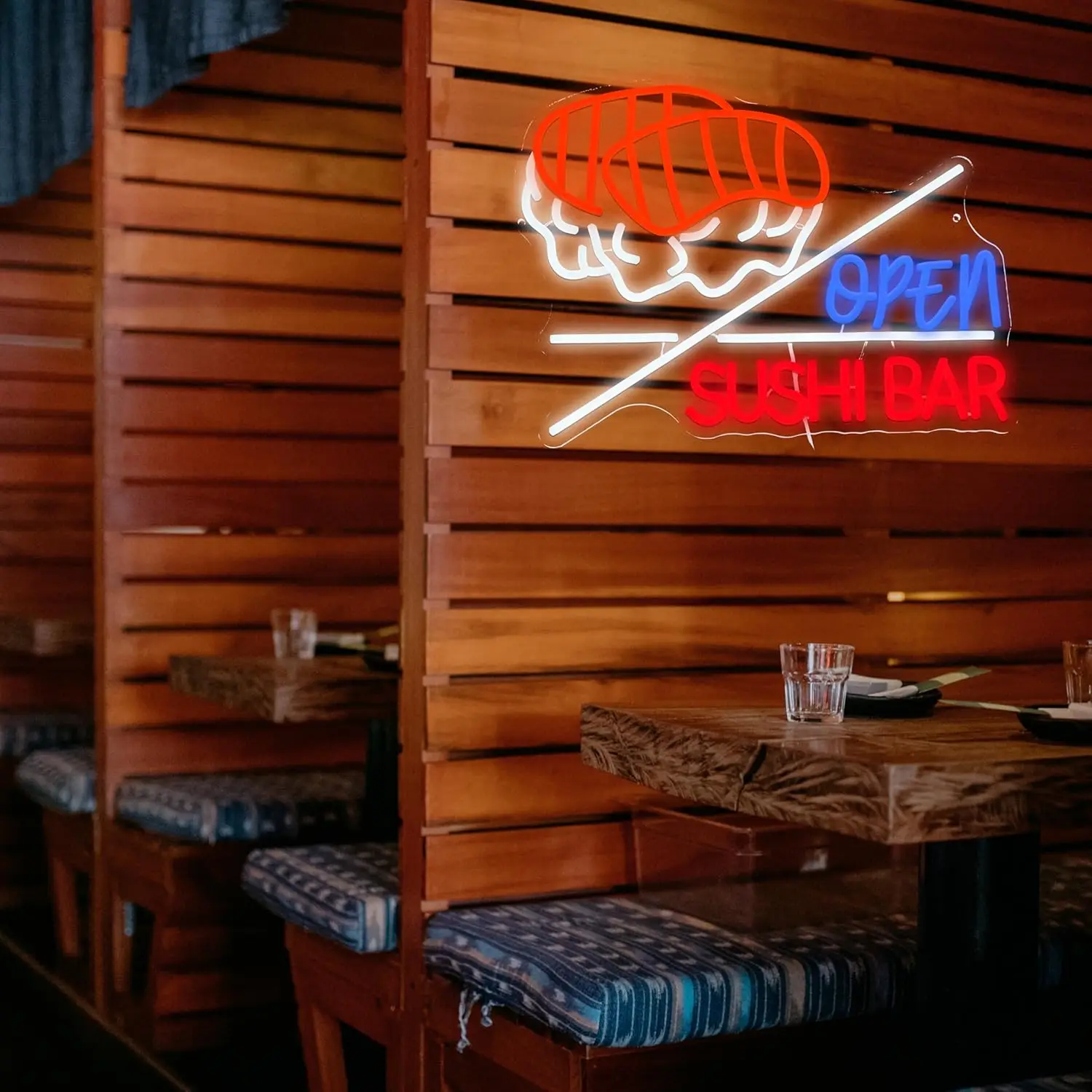 Sushi Neon Sign LED Bar Open Sign for Wall Decor USB Dimmable for Business Japanese Restaurant Shop Snack Food Street Decor Gift