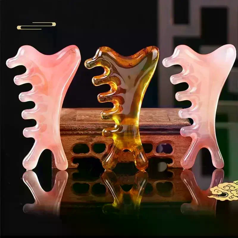 Fine-Tooth Scraping Meridian Massage Comb Little Dolphin Gua Sha Massage Comb Relaxing Resin Body Massage Comb Head Massage Tool