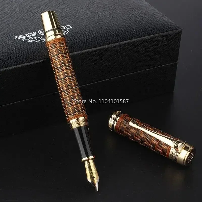 HERO H671 Bamboo weaving Fountain Pen Fine 0.5mm Nib Ink Pen Business Office Gift Smooth Writing School Supplies Calligraphy Pen