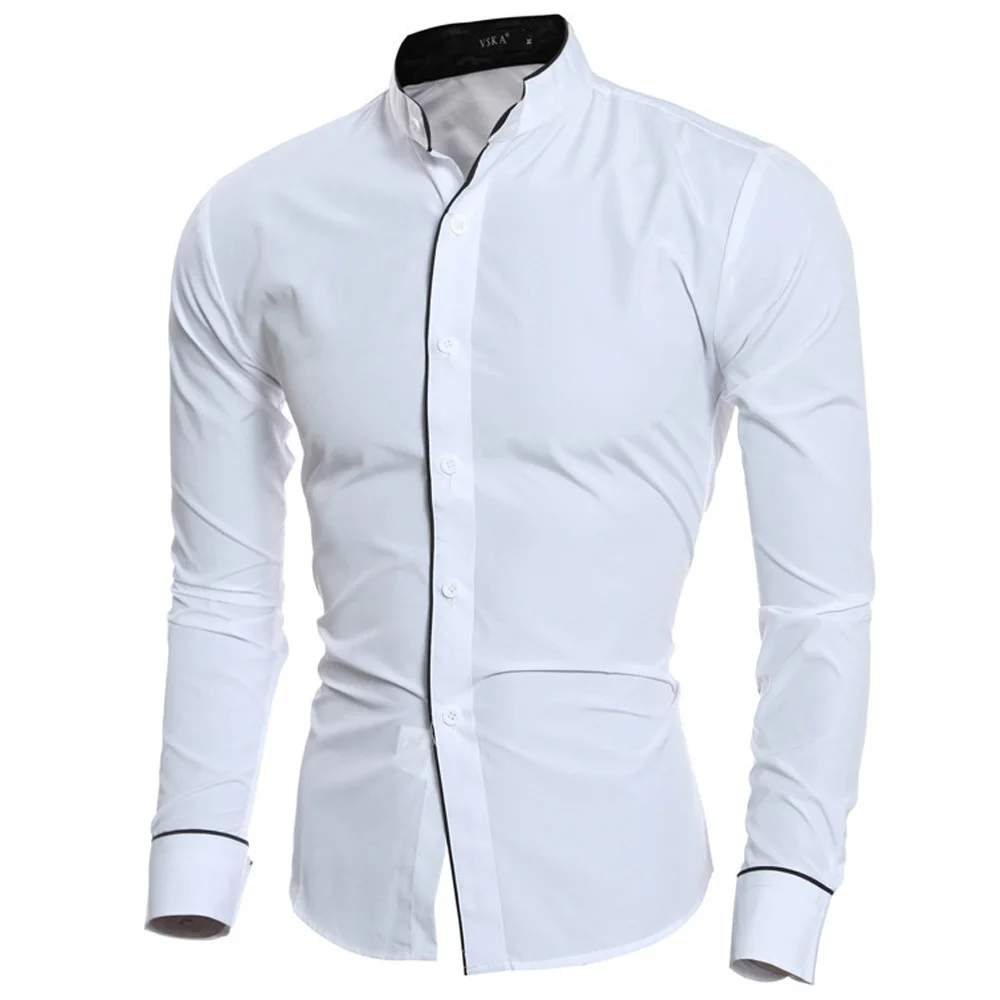 

Dress Vintage Men's Casual Long Sleeved European Man's Shirt Summer White Black Gray Regular Fit Male Shirt Men Social Shirts