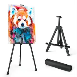 AngelMark Easy Folding Easel Stand Collapse Adjustable Metal Tripod Artist Easel with Bag Extra Sturdy for Table-Top/Floor Paint
