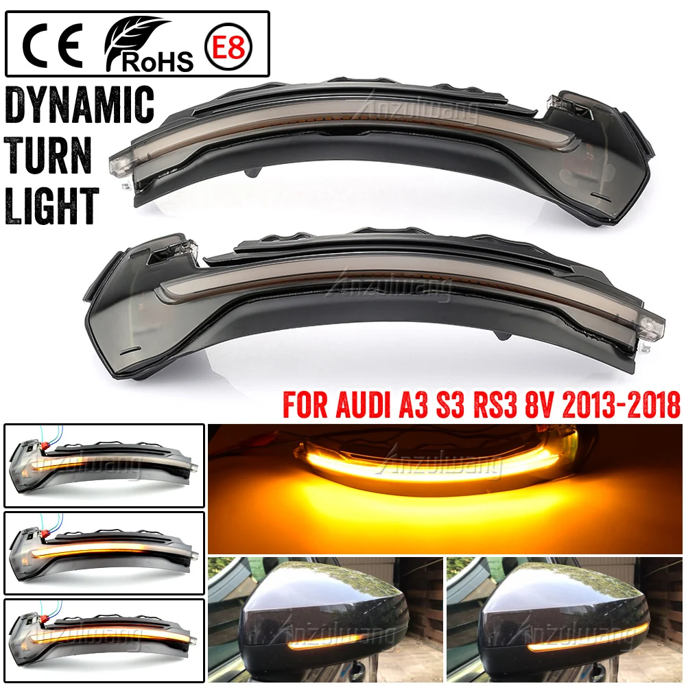 

Dynamic Turn Signal LED Side Wing Rearview Mirror Indicator Blinker Repeater Light For Audi A3 8V S3 RS3 2013-2018