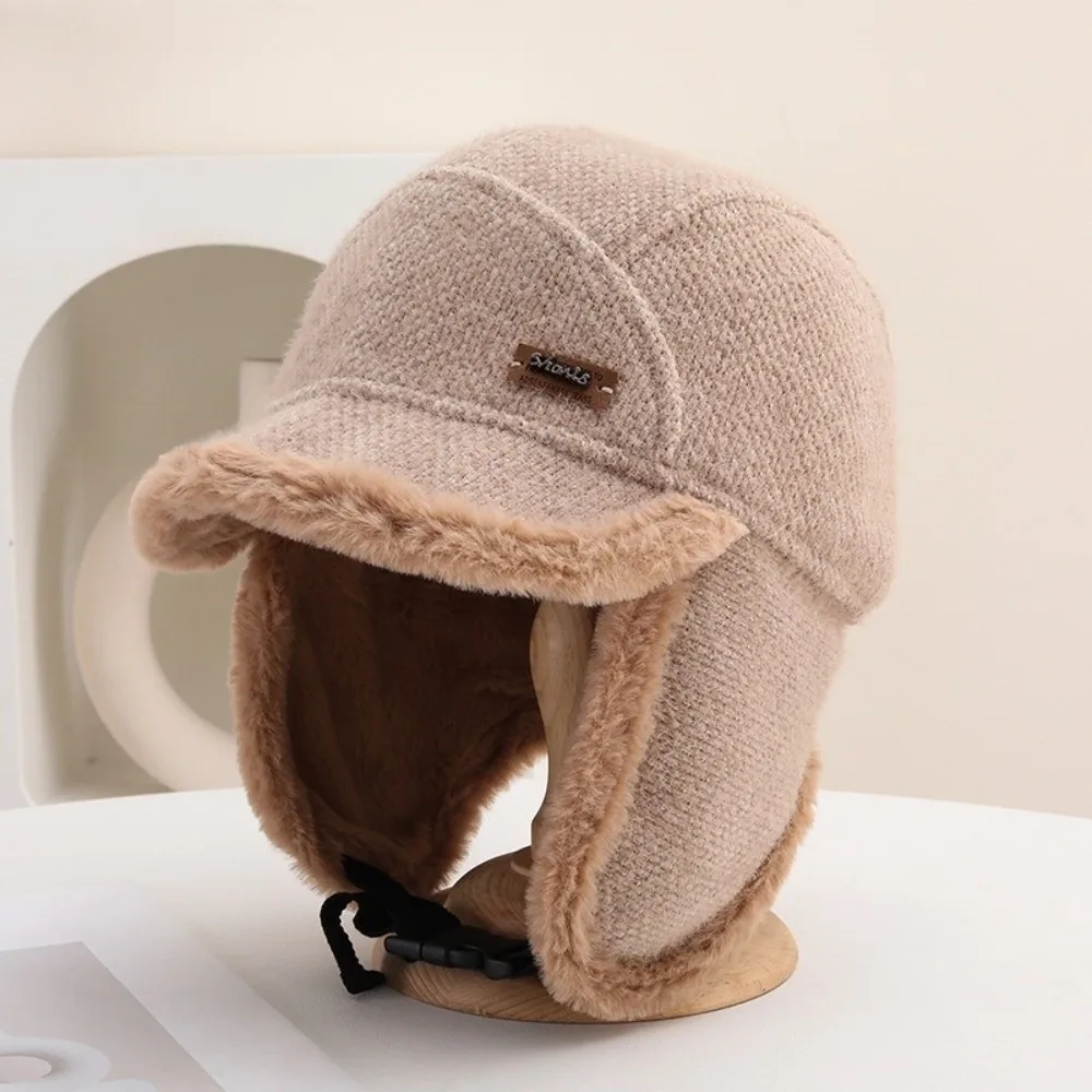 قبعة شتوية كاجوال مقاومة للرياح وبطانة مخملية سميكة من الفرو الصناعي قبعة روسية دافئة للنساء #1