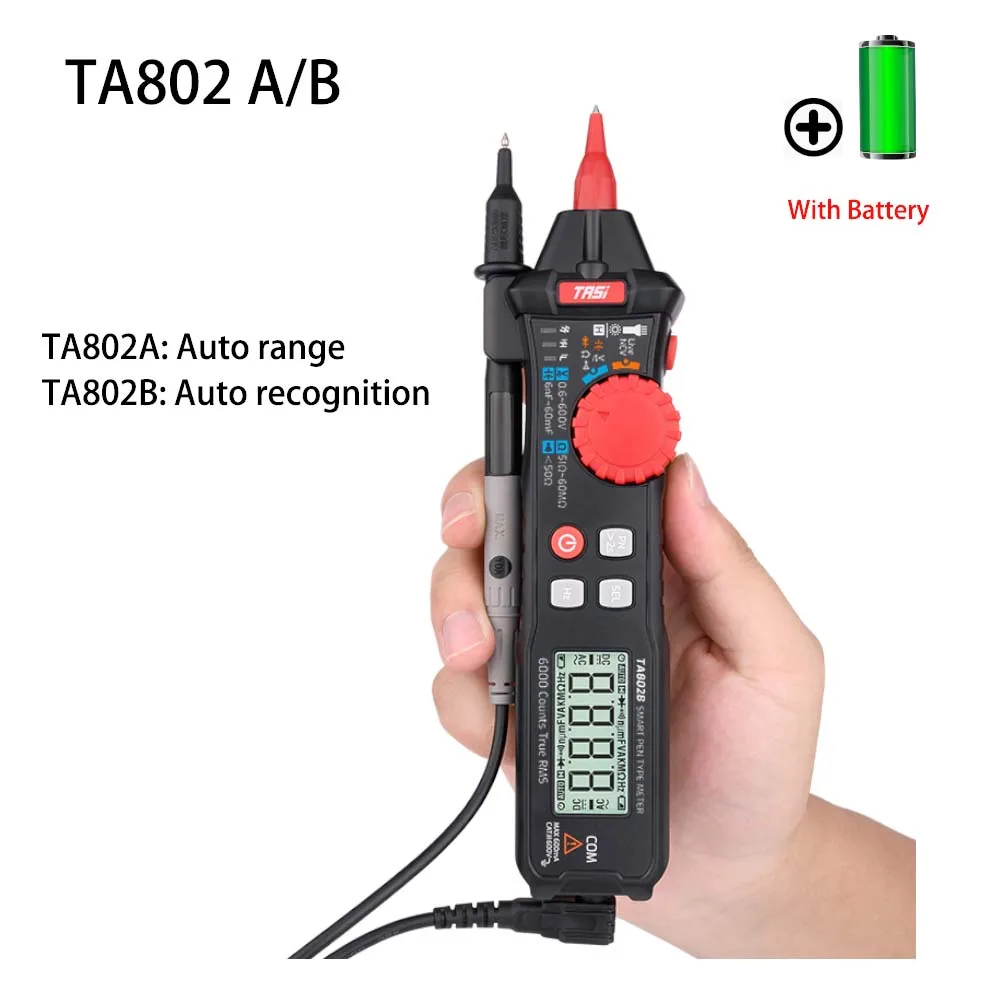 Caneta Digital tipo Multímetro com Bateria Volt Amp dc ac hz Ohm Capacitância Ncv Auto Reconhecimento Elétrico Multimetros