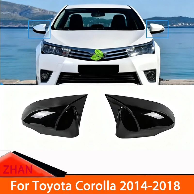 

For Toyota Corolla 2014-2018 Black Rearview Side Mirror Wing Cap Cover Exterior Door Trim Sticker - Rear View Case Accessory