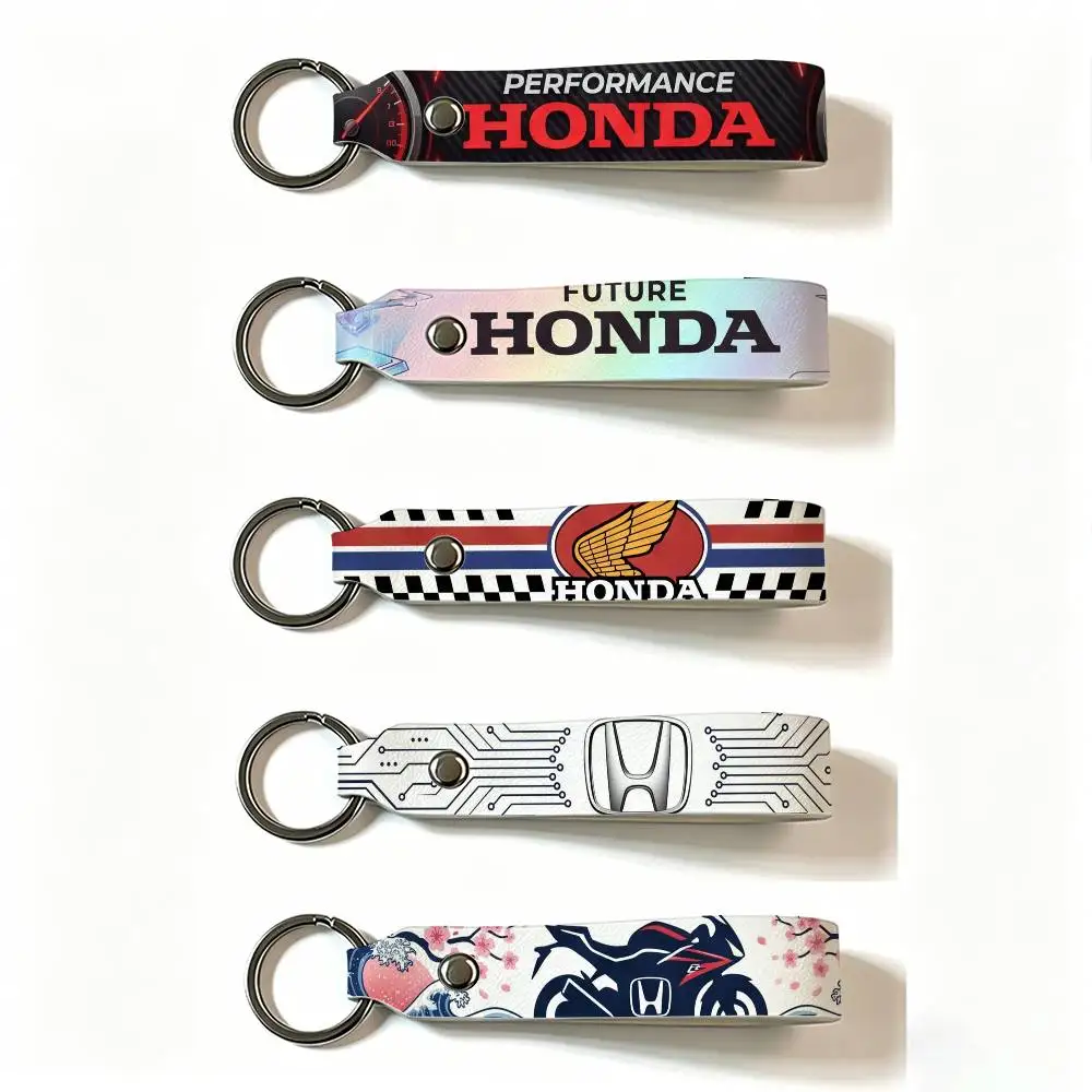 FOR HONDA RACING RIDE PU Leather Keychain Minimalist Key Holder Durable Key Organizer Car Keys Bag Accessories Gift