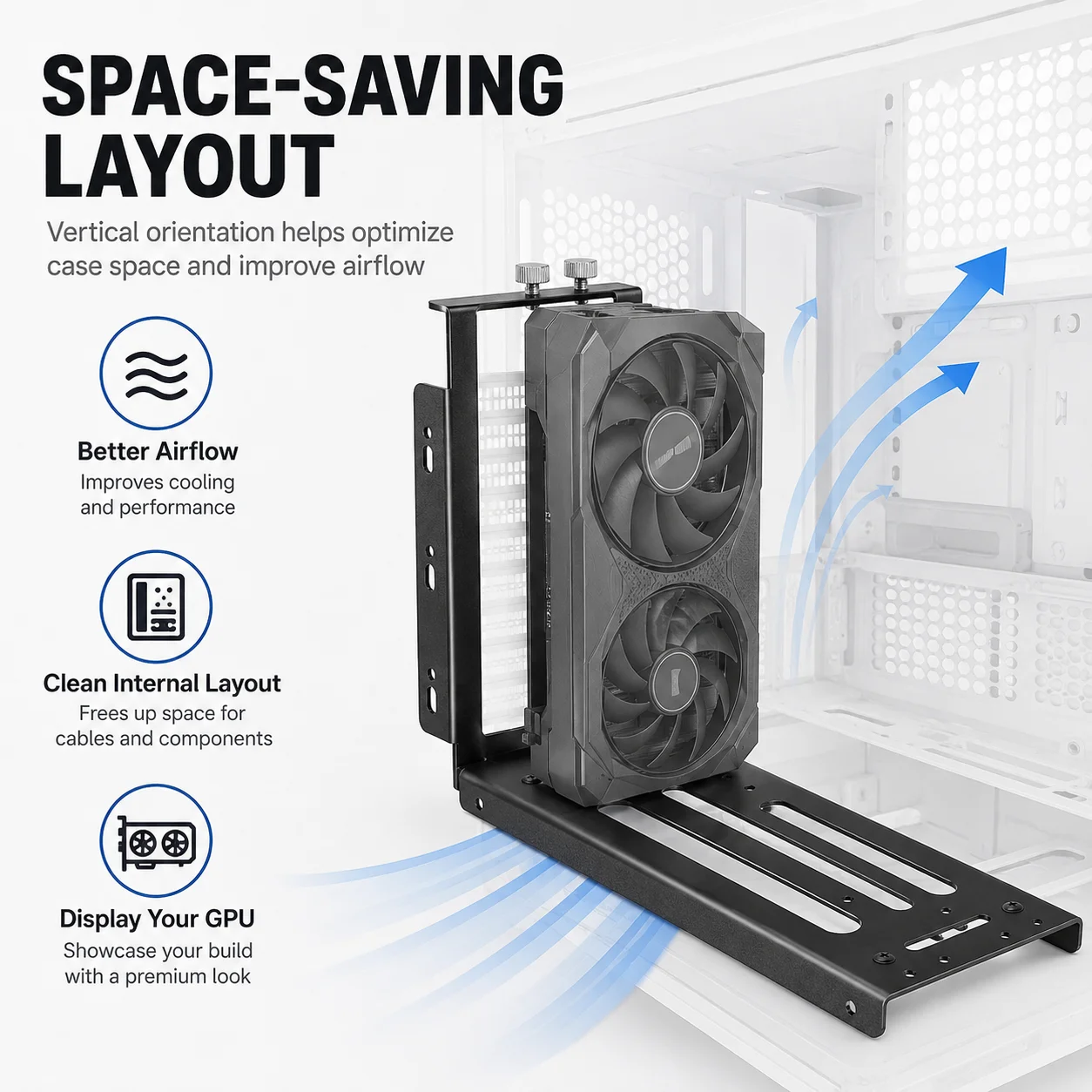 Suporte Vertical para GPU com 2 Slots, Suporte para Placa Gráfica com Hardware eGPU Dock, Estação de Acoplamento Externa para GPU, Preto com Kit de Parafusos
