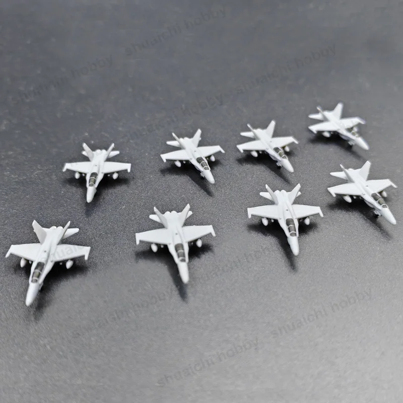 8PCS 1/700 F-18 Shipboard Fighter-attack Aircraft Length 2.6cm Colored Open-wing F18 Fighter Jet Resin Model Kit Souvenir Gifts