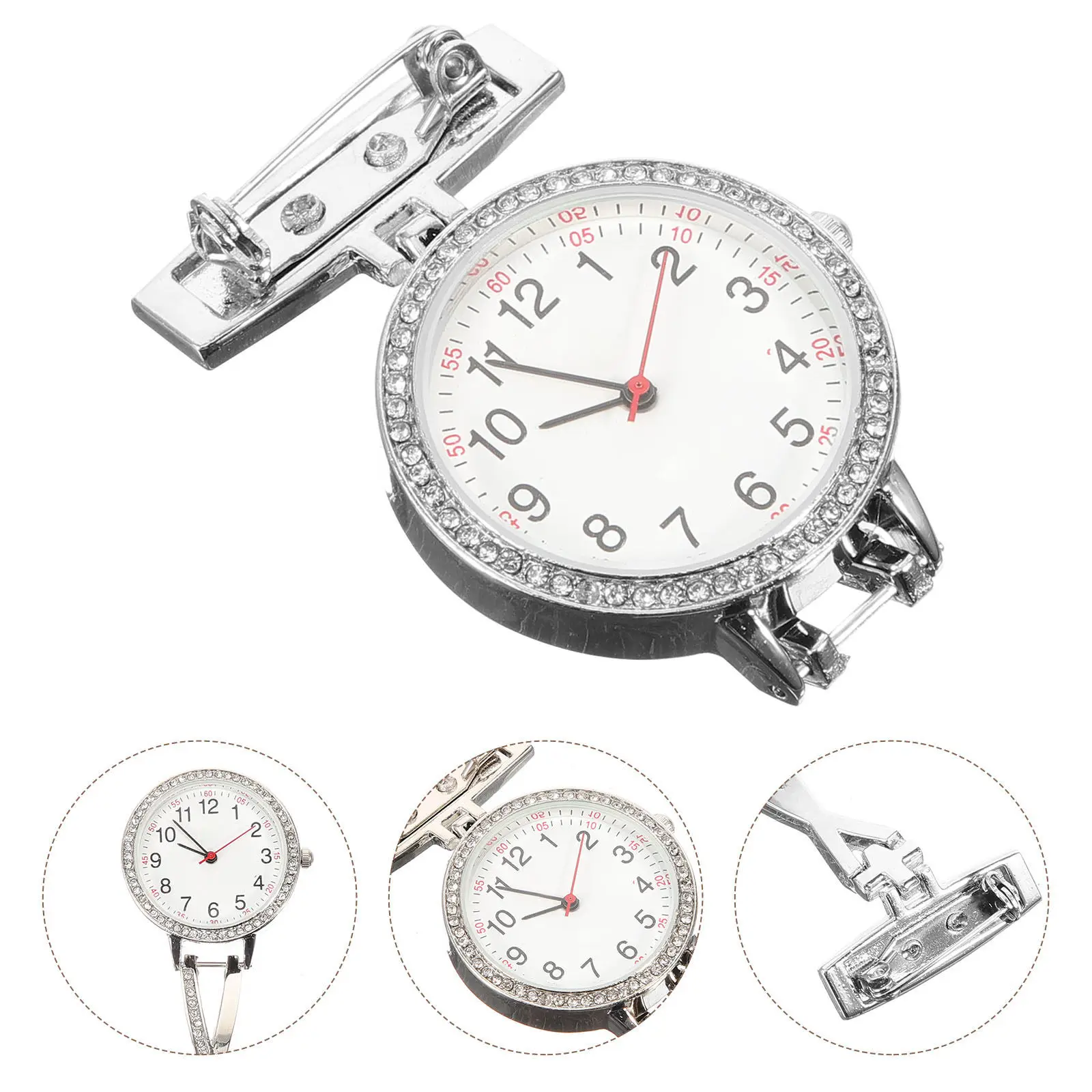 Watch Pocket Nurse Hanging Fob Silver Watches Multi-function Clip Decorative