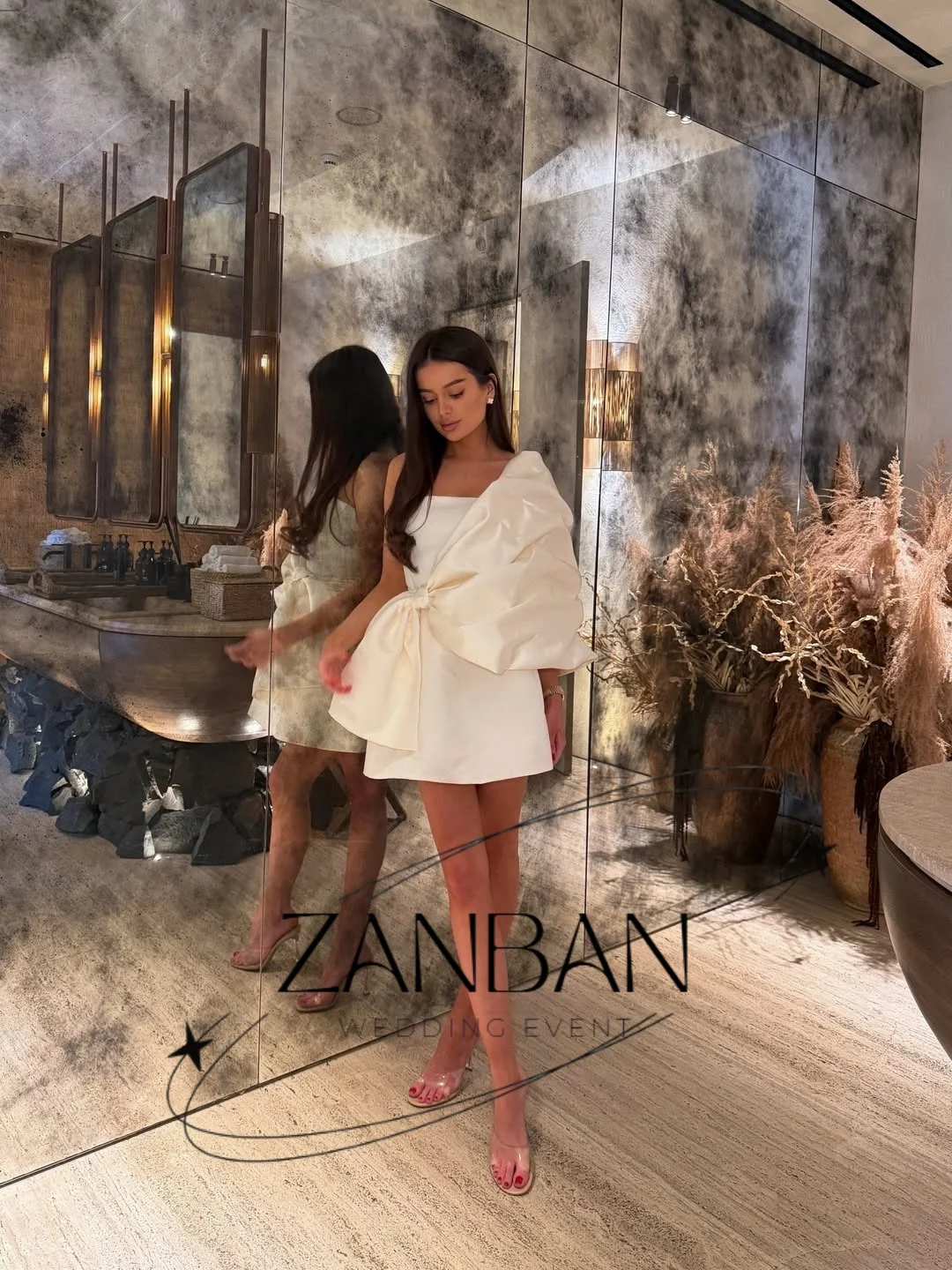 ZanBan Evening Dresses Bow Mini Dress for Women Elegant One Shoulder A-Line Cocktail Party Dress Robe De Soirée Femme Customised