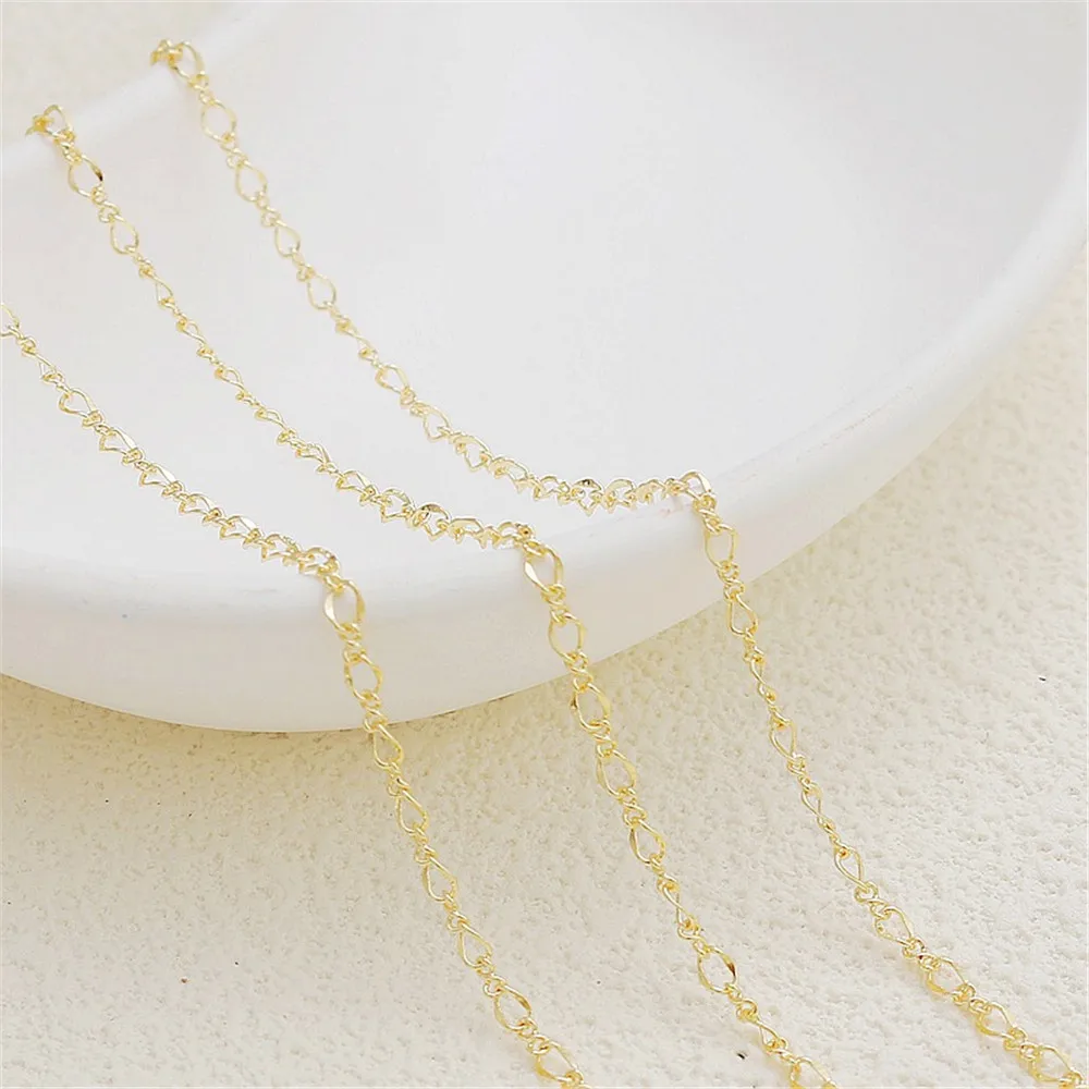 

14K Gold-wrapped Chain, 8-shaped Flat Pressure, Twisted melon Loose Chain, Handmade DIY Accessories