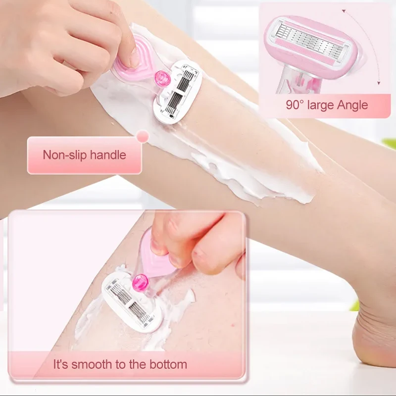 ( 1 Handle + 2 Blades ) Women Safety Razor Blades Face Leg Armpit Bikini Beauty Hair Removal Shaving Compatible Venus Shaver