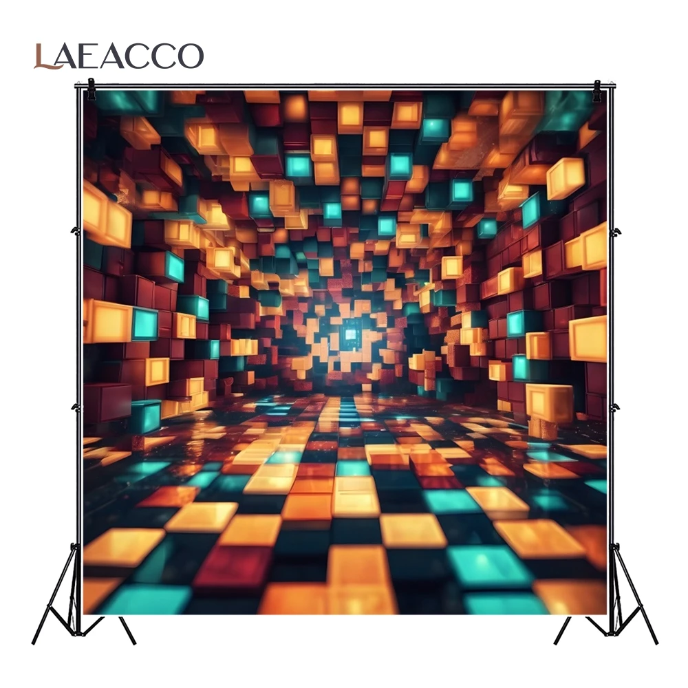 Square Cube Lattice 3D Visual Effects Photography Background Geometric Colourful Lattice Decor Portrait Indoor Photo Backdrop