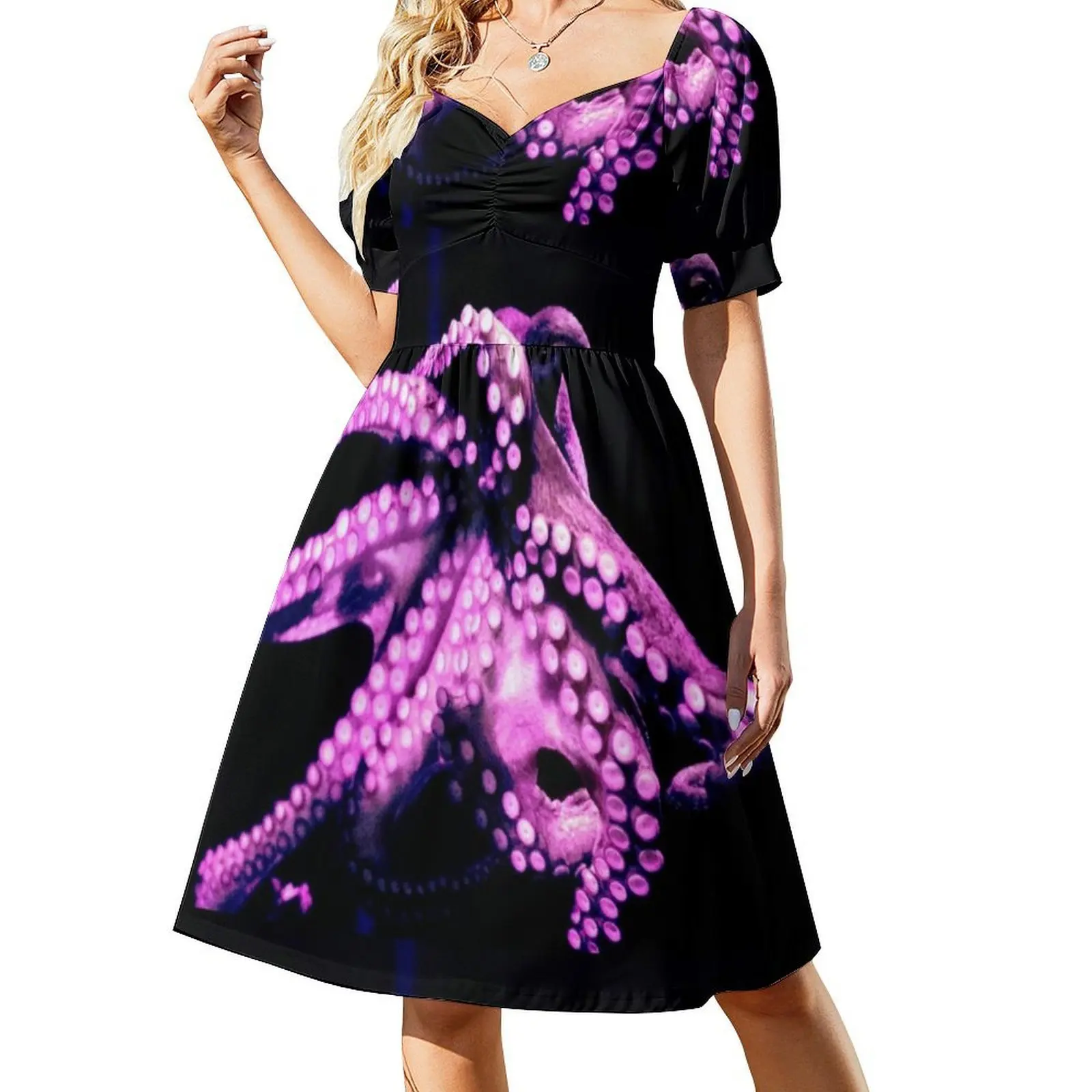 الأخطبوط اللامسة الأسلحة الأرجواني بوهو شيك فستان أنيق موضة شاطئ حفل زفاف ثوب الأخطبوط الأرجواني Sqid مخالب المحيط #2