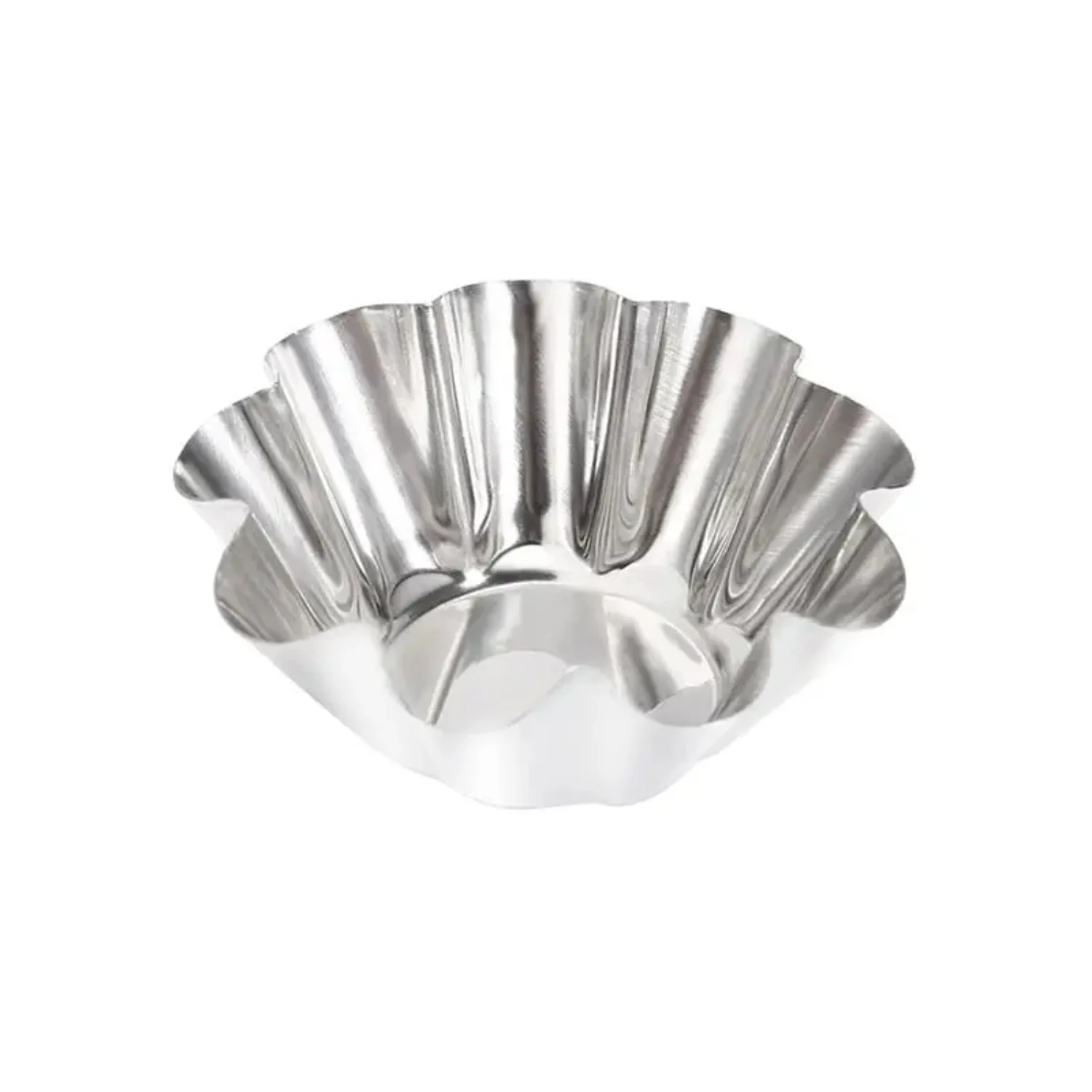 Delicate 6 pcs Stainless Steel Flower Cupcake Muffin Baking Cup Mold - Reusable and Useful Silver Tart Pans Bakeware for Kitchen