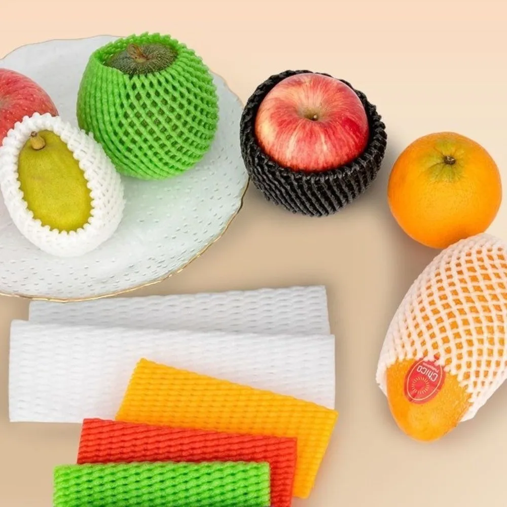 Approx. 370pcs Transport Packaging Fruit Protect Mesh Sleeve Anti-squeeze Cushioning Foam Net Sleeve Shockproof 14*7cm