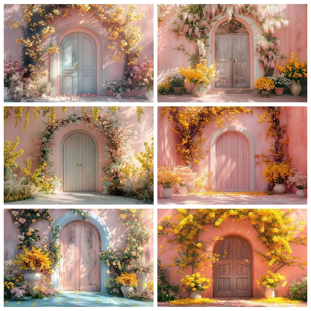 

Summer Photography Background Rustic Floral Door Background Pregnant Woman Portrait Decoration Children Adult Birthday Party