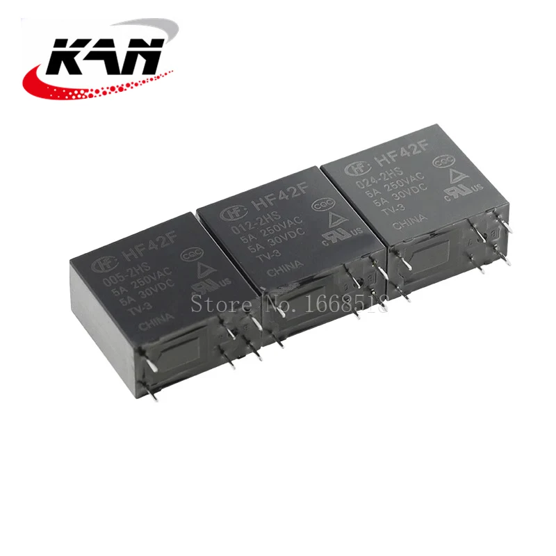 Imagem -02 - Relé de Potência Hf42f0052hs Hf42f-012-2hs Hf42f-024-2hs 5vdc 12vdc 24vdc 5a 250vac 6pin Original Novo 100 Pcs
