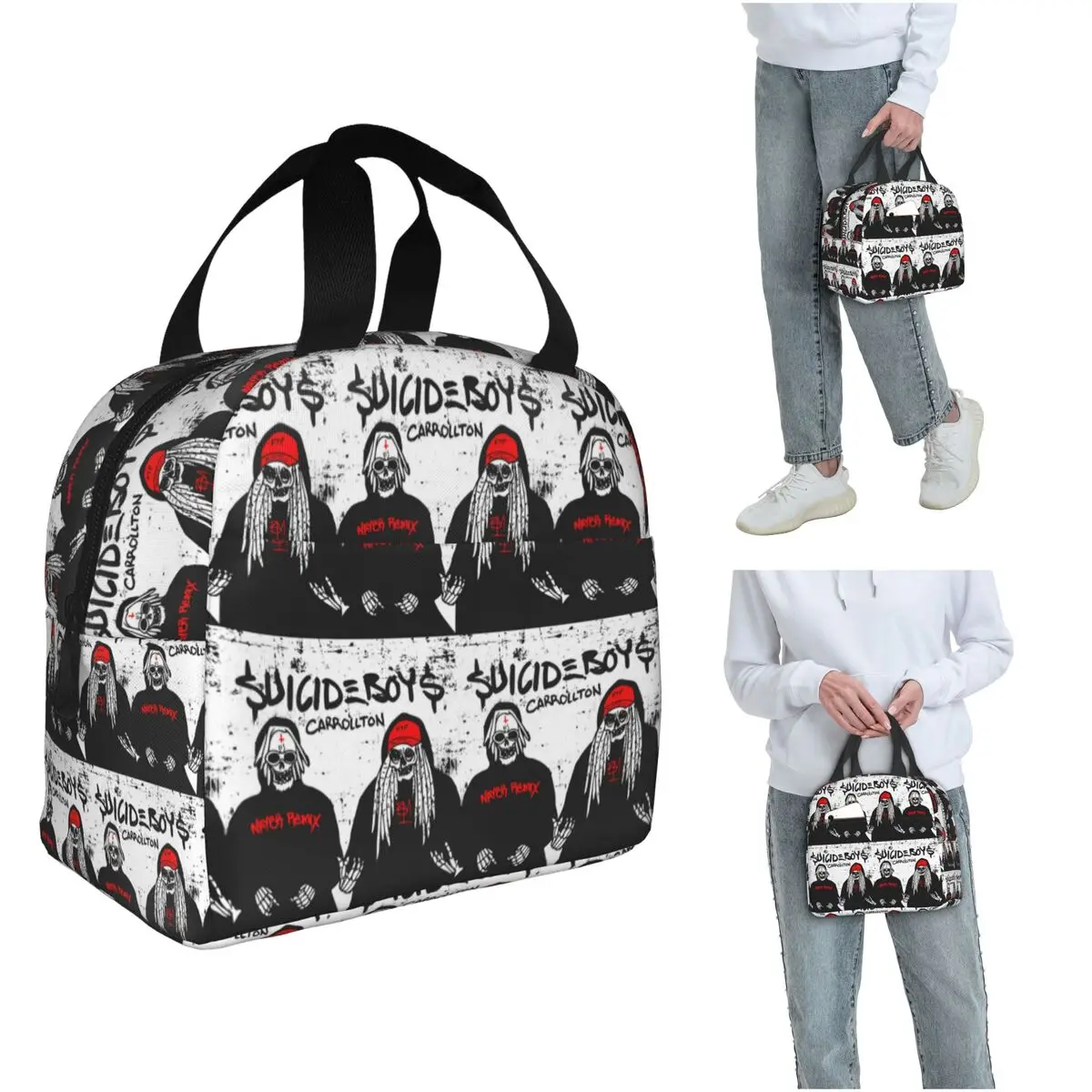 Винтажная термосумка для обедов Suicideboys с эффектом потертости, для женщин и детей, портативная термосумка для еды, сумка-тоут для ланч-боксов