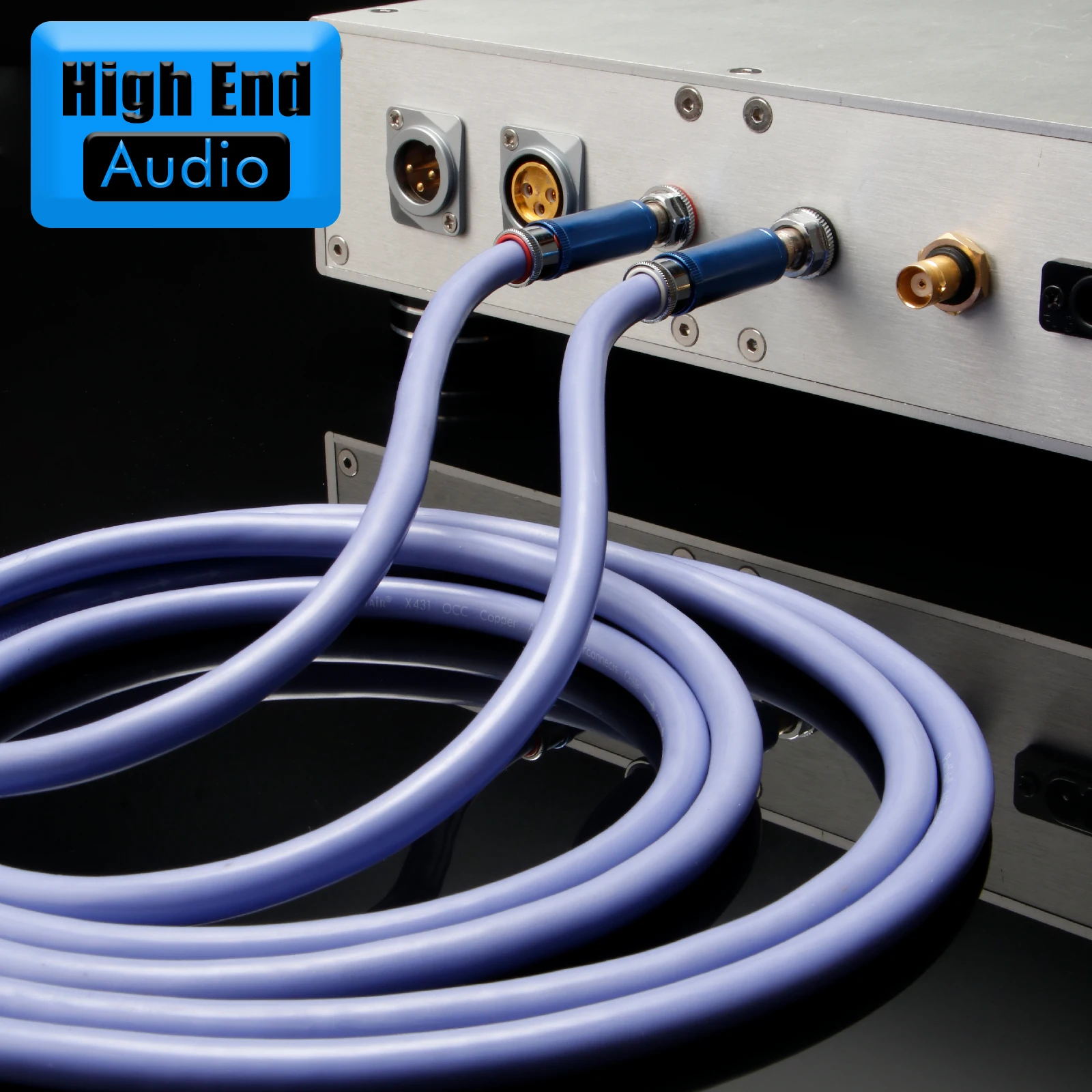 Preffair 6N OCC HiFi audio cable with Blue 24K Gold/Rhodium plated self-locking Plug cable HIFI 2RCA to 2RCA cable