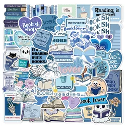 10/50pcs Blue Reading Book Bookish Stickers Kindle Aesthetic Girls Ins Decals Scrapbooking Laptop Phone Stationery Kids Toy Gift