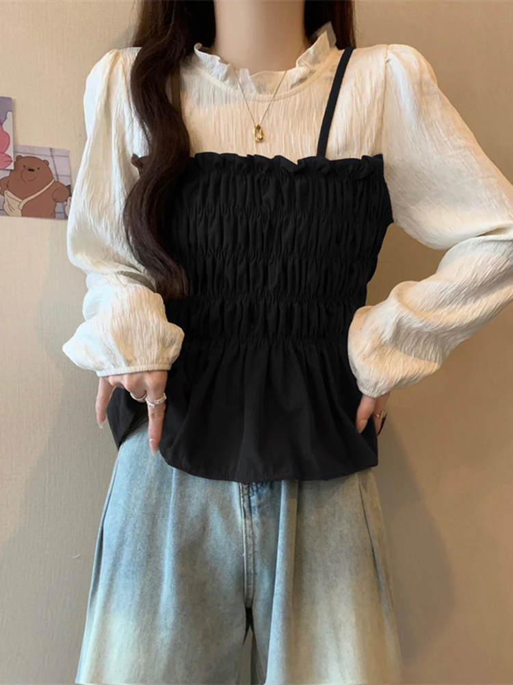 

Модная женская блузка с квадратным вырезом и длинным рукавом, весна 2026, новый стиль, универсальная, стройнящая, во французском стиле