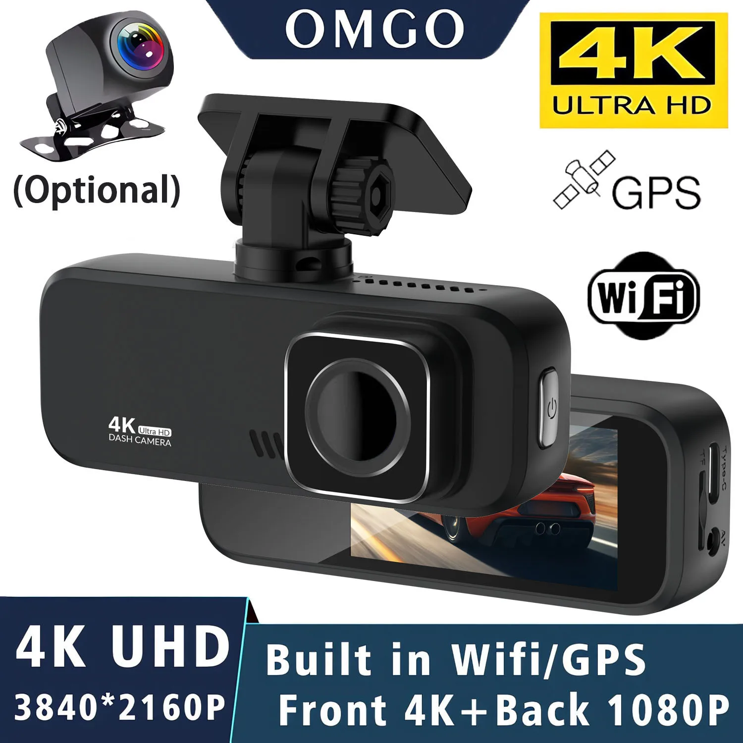 4K 2160P Dash Cam Auto DVR Unterstützung WIFI GPS 4K Vorne Und 1080P Hinten Hinten Kamera dual Objektiv Nachtsicht Video Recorder Black Box