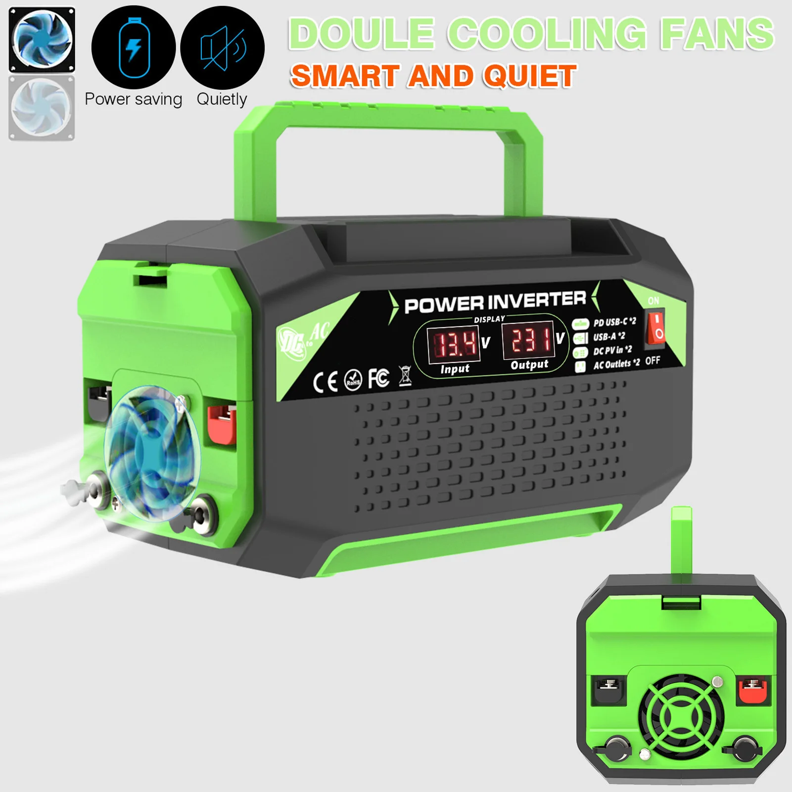 Modified Sine  Inverter Dual USB Ports Fast Charging Dual  Sockets Smart LCD Display 300W Car Inverter for Travel