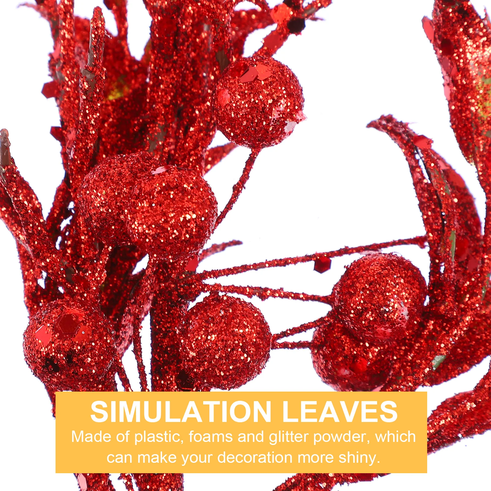 

2Pcs Christmas Tree Decoration Glitter Leaves Picks Sprays DIY Bouquet Stem Artificial Plastic Foam Year round Shape