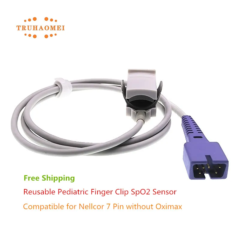 Reusable SpO2 Sensor 7 Pin for Nellcor Pulse Rate Oximeter Probe Patient Monitoring SaO2 Sensor Without Oxi-Max Tech Short Wire