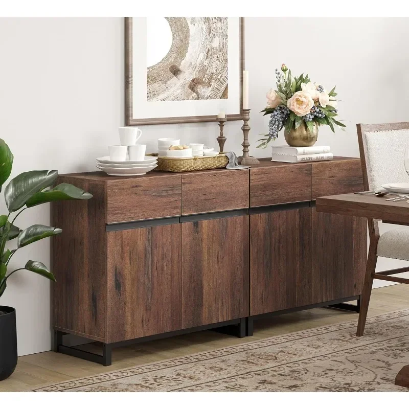 2 in 1 Multifunctional Sideboard Buffet Cabinets,Modern Sideboard with Adjustable Shelf Metal Base,Coffee Bar Cabinet Storage