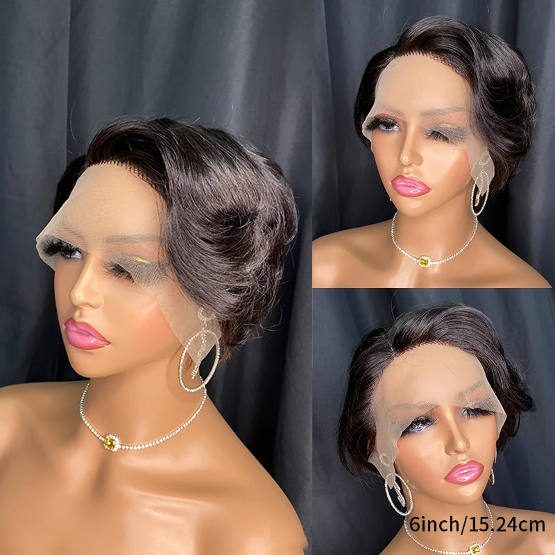 شعر بشري 150 كثافة شعر مستعار قصير بوب عابث قطع شعر مستعار 13*4*1 شعر مستعار دانتيل شفاف للنساء تسليط الضوء على شعر مستعار #5