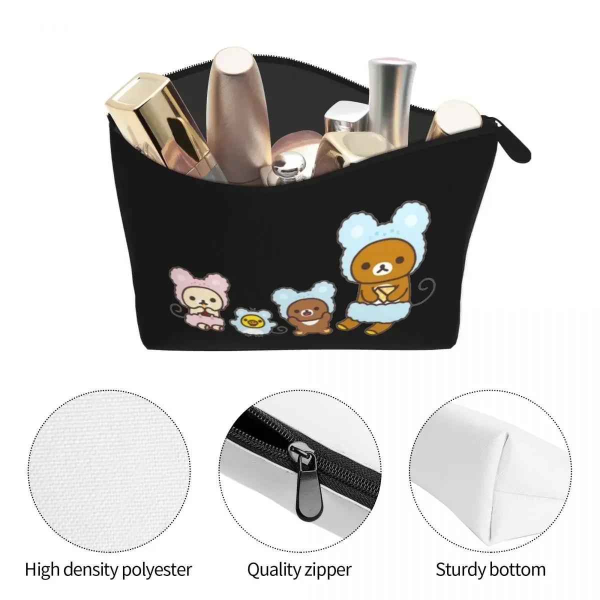 Rilakkuma Sakura Women Cosmetic Bag Travel Makeup Organizer Pouch Toiletry Storage Dopp Kit Box