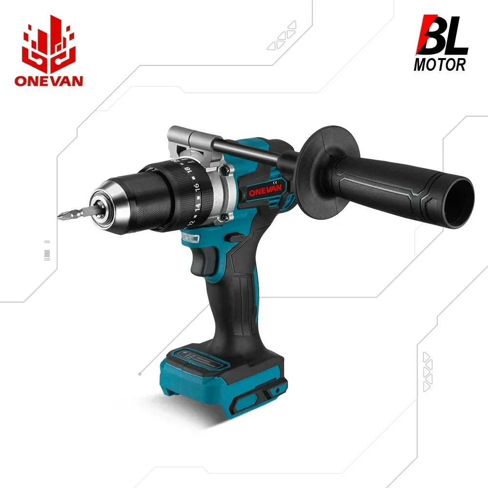 Onevan Brushless Elétrica Impact Drill Chave de Fenda sem Fio Lithium Battery Charging 13 Milímetros 650nm Makita 18v Bateria