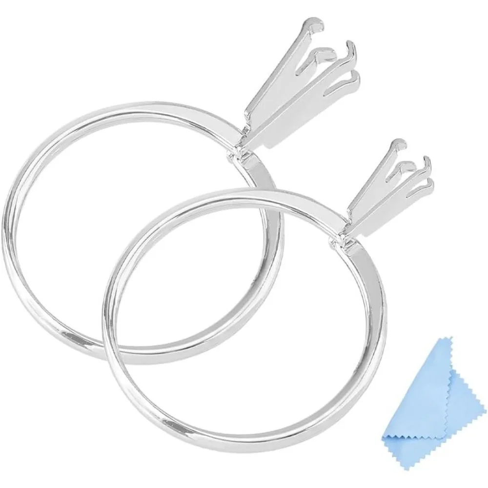 2Pcs Wedding Ring Try-on Tool Ring Size Measuring Tool Aluminium Alloy Ring Gauge Tool Jewelry Sizing Tool 4 Prong Ring Settings